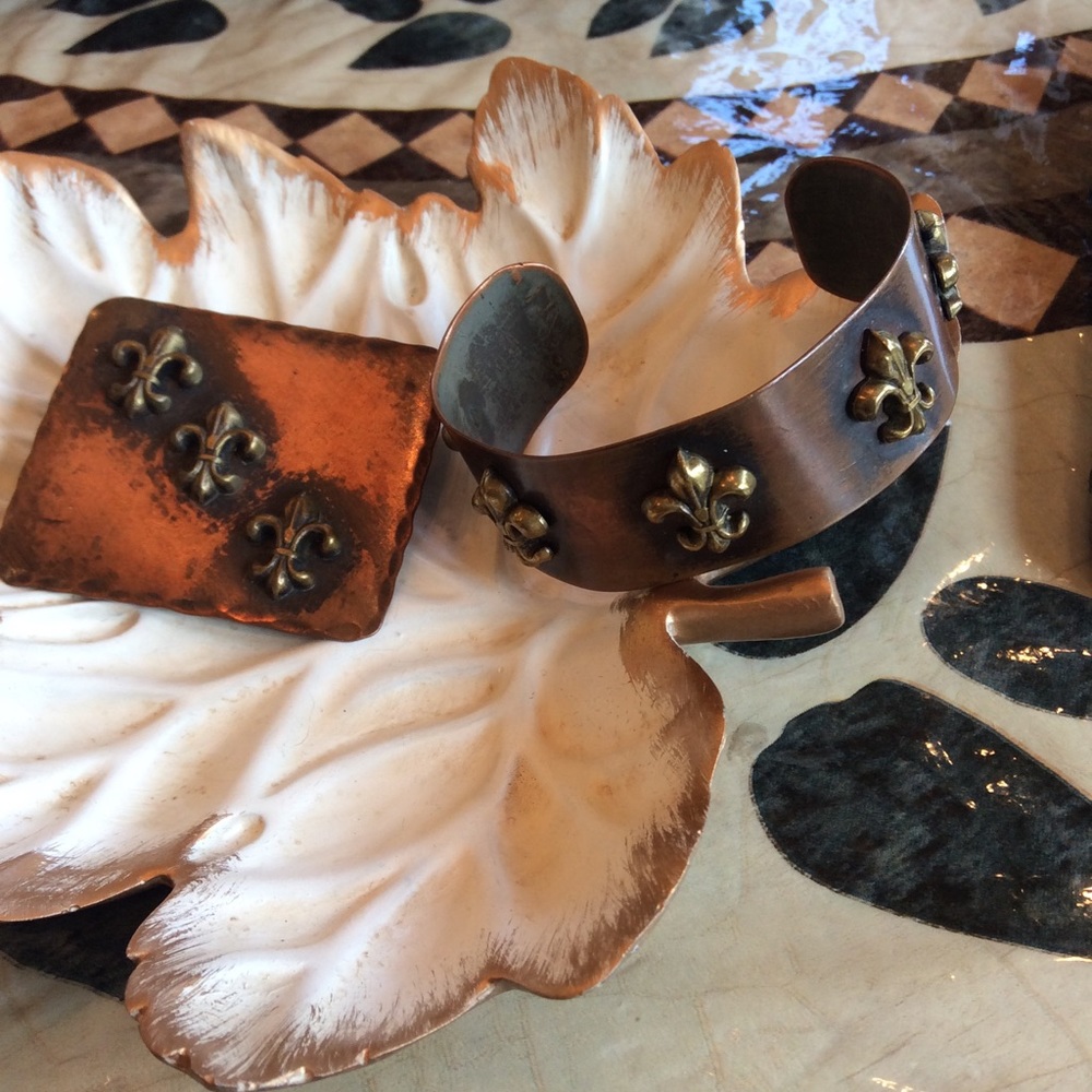 Vintage handcrafted bracelet cuff and pin